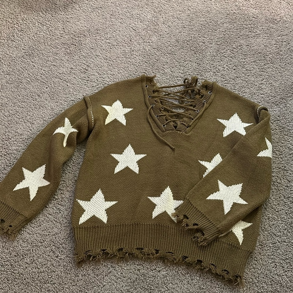 Lace up star sweater